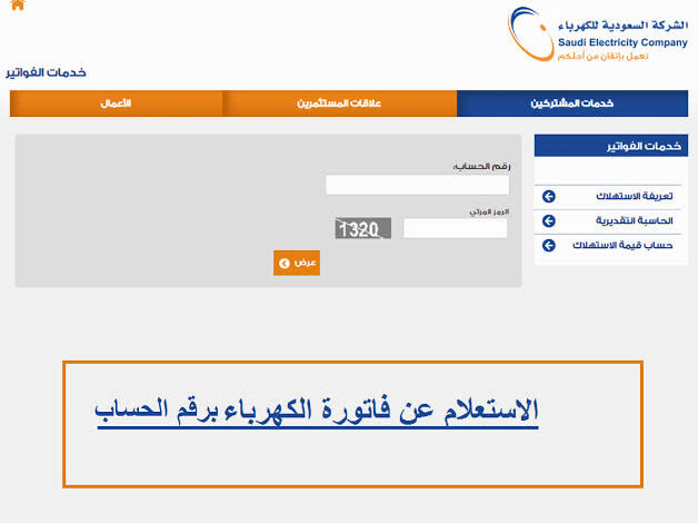 الاستعلام عن فاتورة الكهرباء